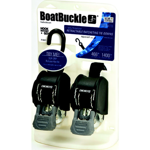 BoatBuckle F106877 Mini Transom Tie-Down 466 Work Lod, 1"x6', 1400 Tensile Strength, 2 per pack