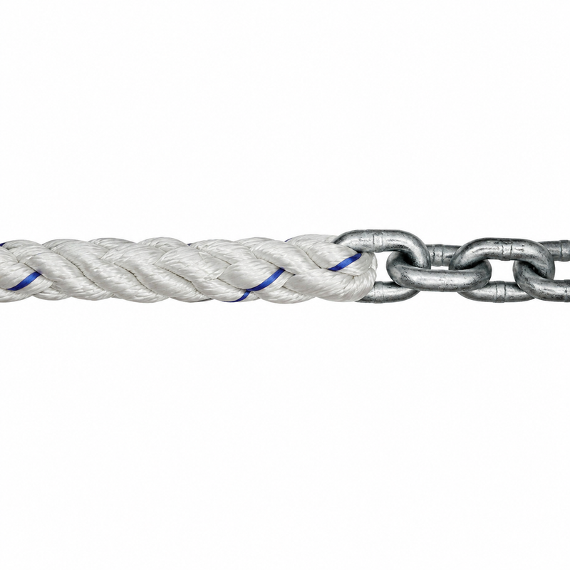 Three-Strand Anchor Rode – 9/16" x 150 ft Line with 5/16" x 15 ft Chain