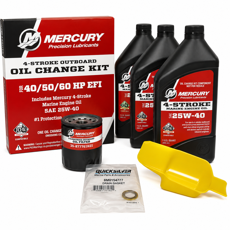 Mercury Quicksilver 25W-40 Oil Change Kit 8M0081916 – 40/50/60 HP EFI FourStroke