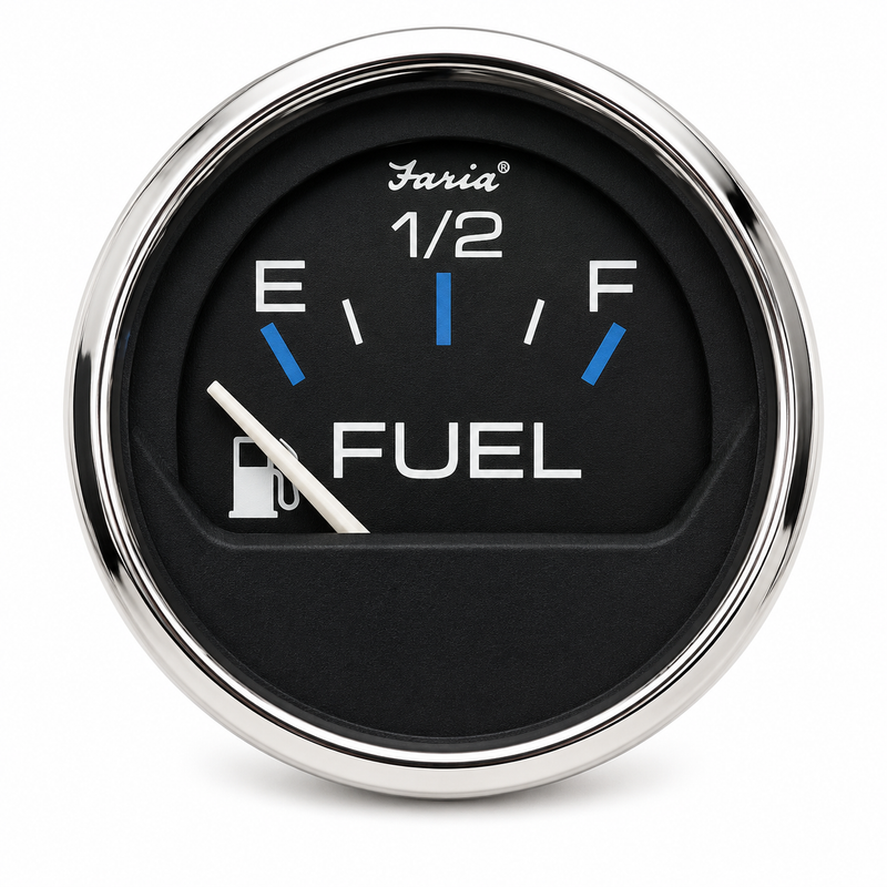 Chesapeake Marine Fuel Level Gauge – Stainless / Black – 240-33 Ohm