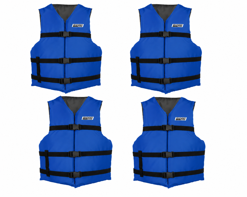 Seachoice 85515 General Purpose Life Vest 4-Pack with Bag – Blue, Adult Universal