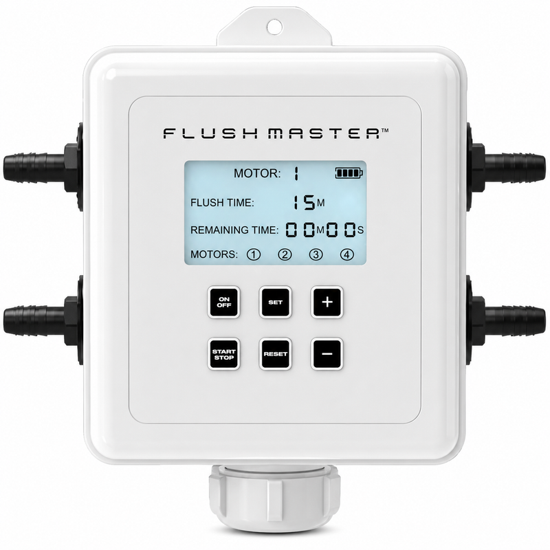 FlushMaster 4-Port Automated Flushing System — Two 12 ft Hose Kits — SMFM4012