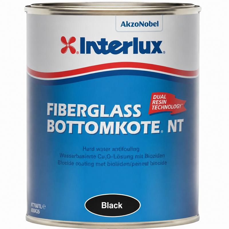 Interlux Fiberglass Bottomkote Antifouling Paint | Black, 1 Quart