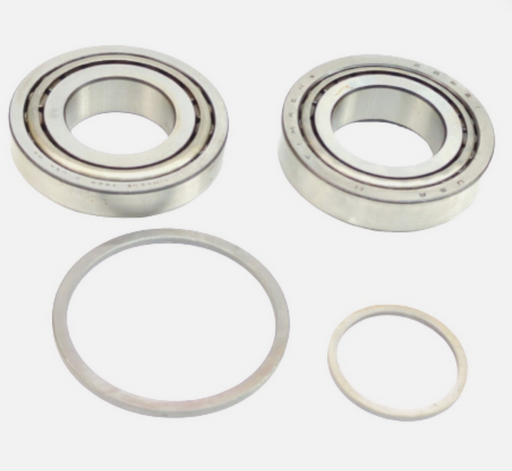 Two bearings and two washers on a white background