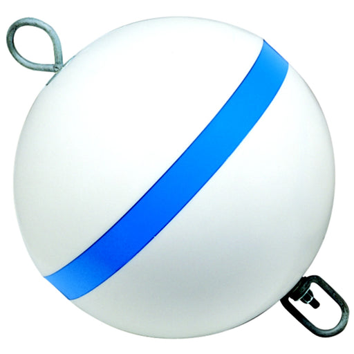 Taylor Traditional Sur-Moor Mooring Buoy - White With Blue Reflective Striping