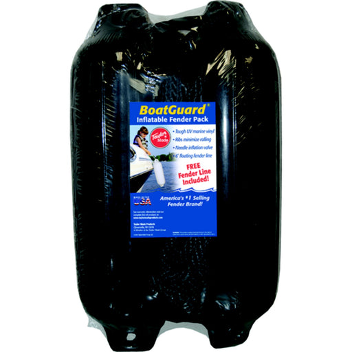Taylor 2Pk Boatguard Fenders W/Fender Line, Black, 6" x 22"