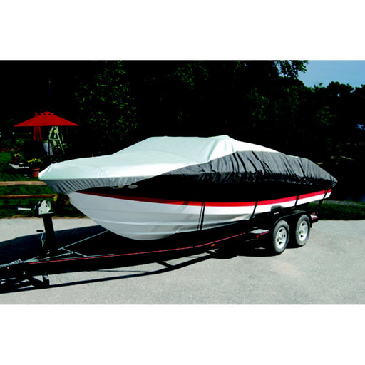 Taylor Heavy Duty Polyester Two-Tone Color Fabric BoatGuard Eclipse Boat Cover With Storage Bag, Tie-Down Straps and Support Pole