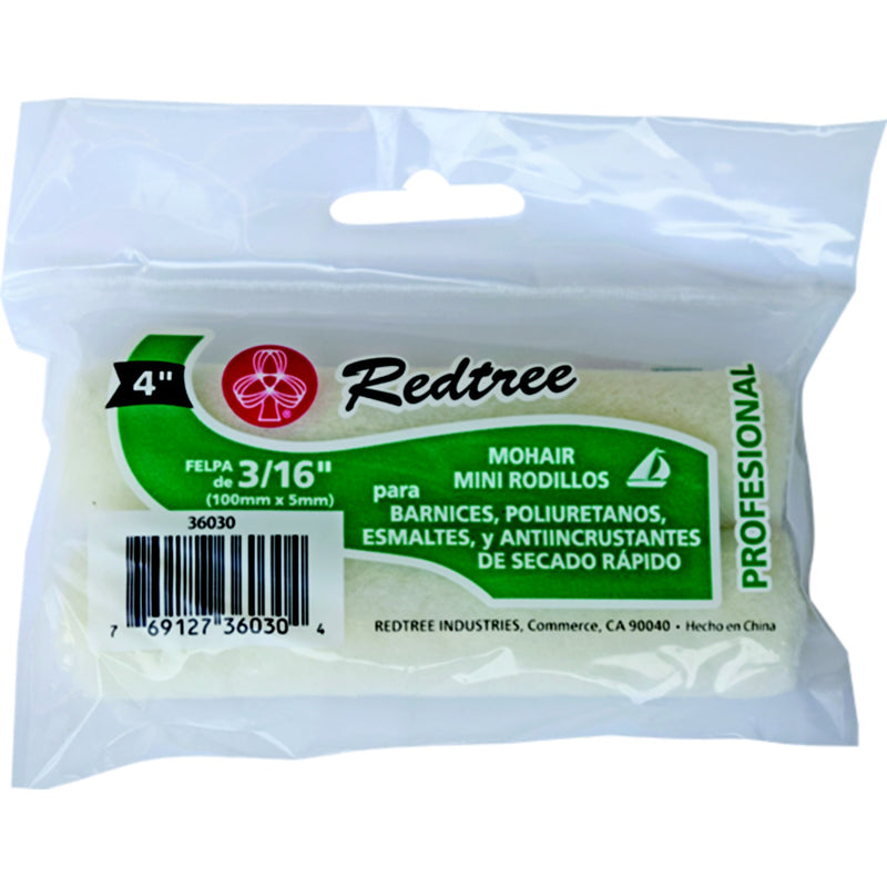 Redtree 36030 4" Mohair Mini Roller Refill, 2/Pk
