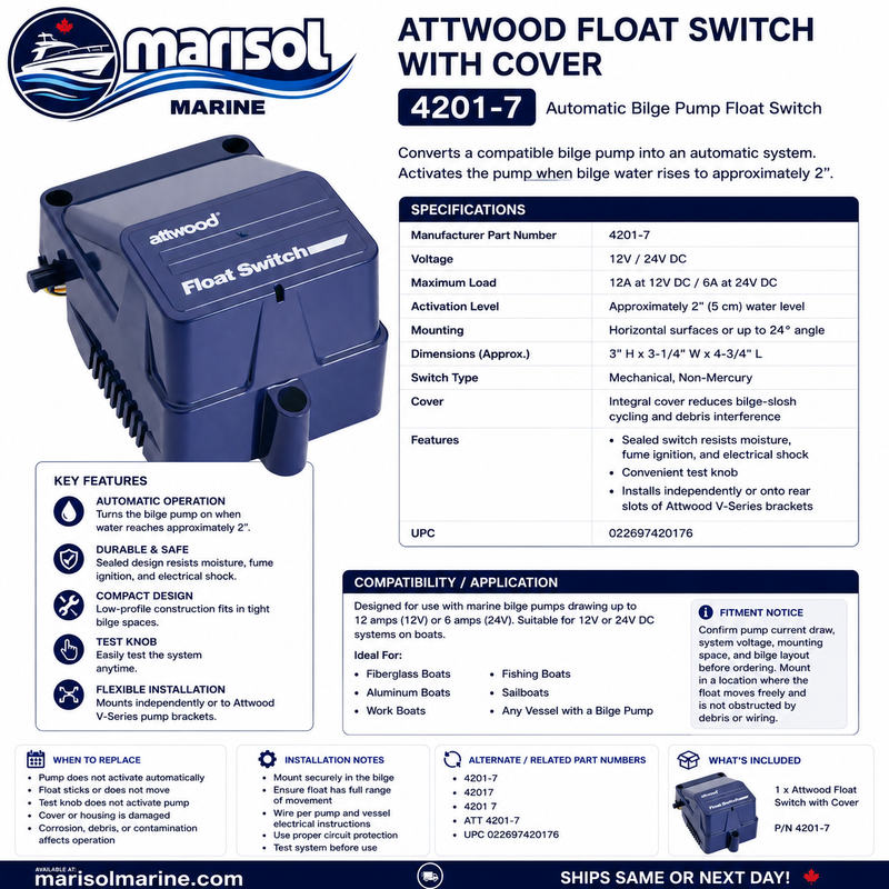 Attwood Float Switch With Cover 12V/24V | 4201-7