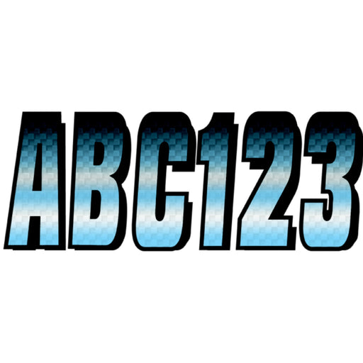 Hardline Series 300 Registration Kit, Carbon Fiber With Block Font and Top to Bottom Color Gradations (Includes 4 Sets of 3" A-Z, 0-9)