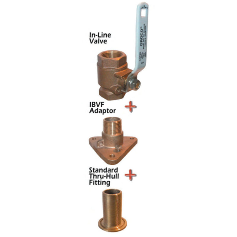 Groco IBV-F Bronze Flanged Adaptor For In-line Ball Valve to Thru-Hull
