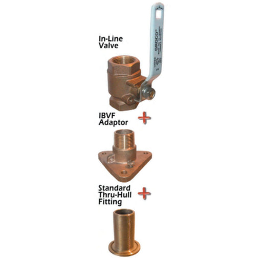 Groco IBV-F Bronze Flanged Adaptor For In-line Ball Valve to Thru-Hull