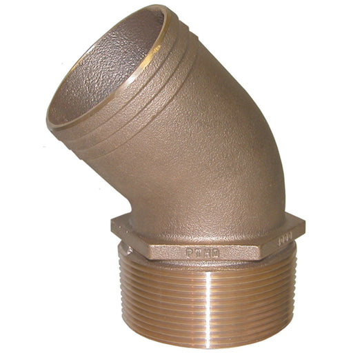Groco PTHD Bronze Standard Flow, 45 Degree, Pipe-To-Hose Adapter With NPT Thread