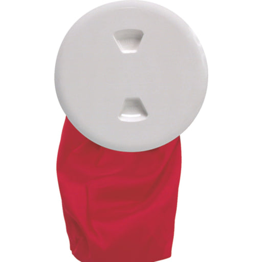Beckson 6" ID Stow-Away Screw-Out Deck Plate With 12" Storage Bag, White
