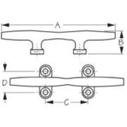 Sea-Dog 041708 Heavy Duty Stainless Steel Open Base Cleat, 8"