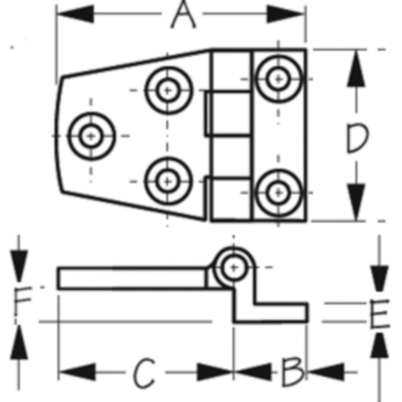 SeaDog 2053501 Offset Door Hinge, 316 Stainless, 2-1/8" x 1-1/2"