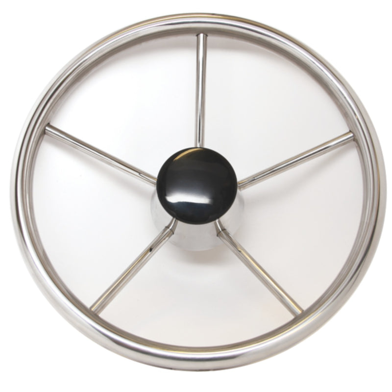 SeaDog 230212 12", 5-Spoke Stainless Steering Wheel w/Plastic Center Cap, 25° Dish