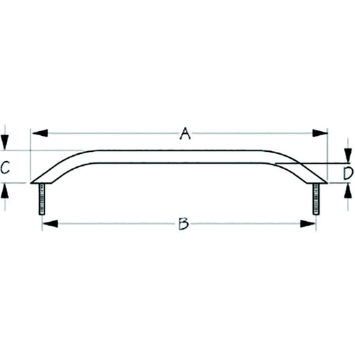 Sea-Dog 2546011 Stud Mount Handrail, Tube: 3/4", A: 8-3/4" B: 7-1/2" C: 1-3/4" D:1-1/4" , Fastener: 5/16"-18 Nut, Stainless