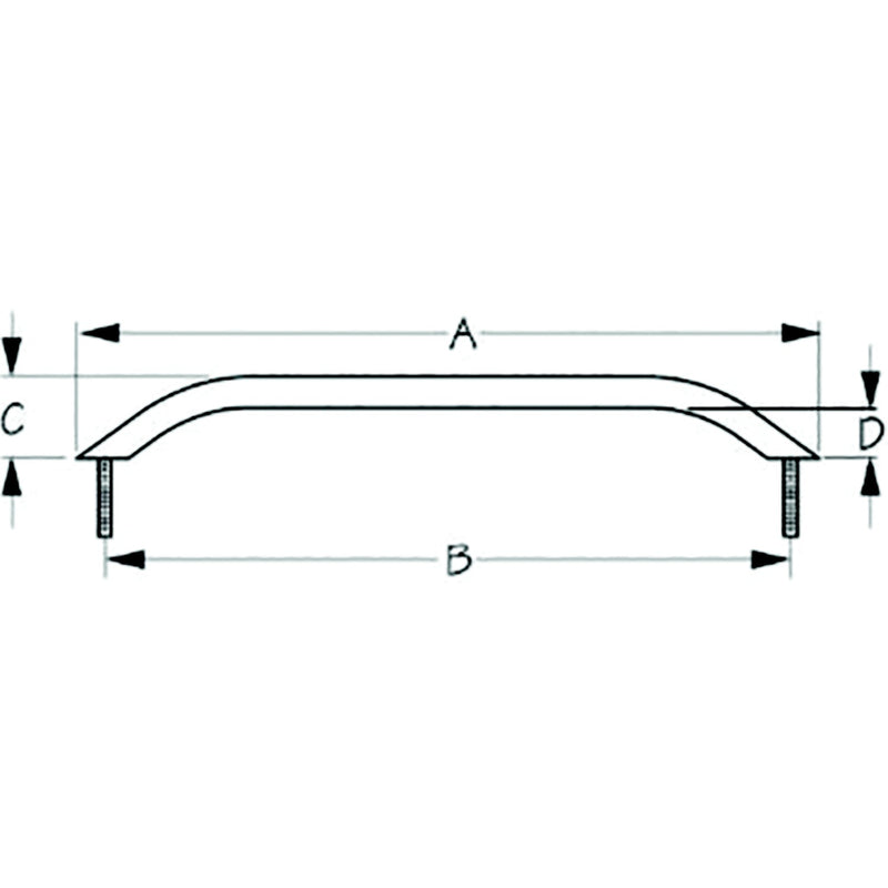 Sea-Dog 2546091 Stud Mount Handrail, Tube: 3/4", A:24", B:22-1/2", C:2", D:1-1/4" Fastener: 5/16"-18 Nut, Stainless