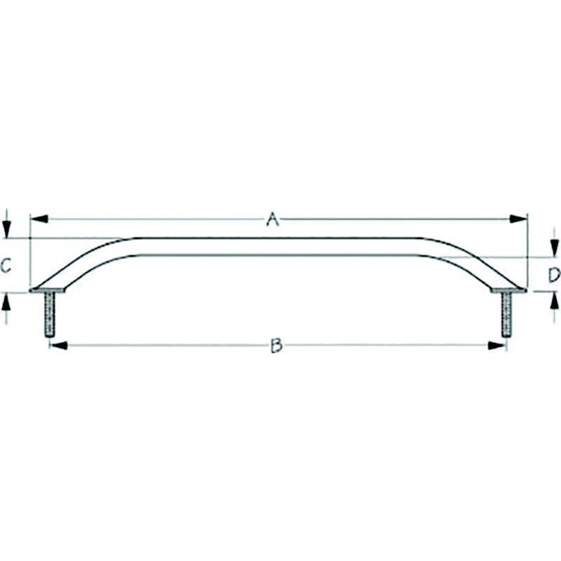 Sea-Dog 2546221 Stud Mount Flanged Handrail, Tube: 7/8" A:13-1/2", B: 12", C: 2-1/4", D:1-1/2" , Fastener: 5/16"-18, Stainless