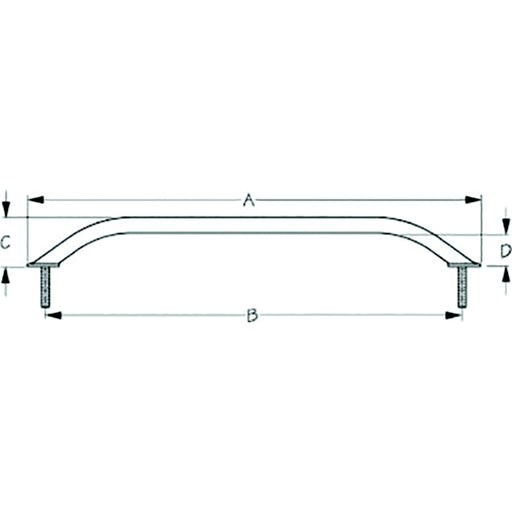 Sea-Dog 2546201 Stud Mount Flanged Handrail, Tube: 7/8" A:10" , B: 8-3/4", C: 2-1/4", D:1-1/2" , Fastener: 5/16"-18, Stainless