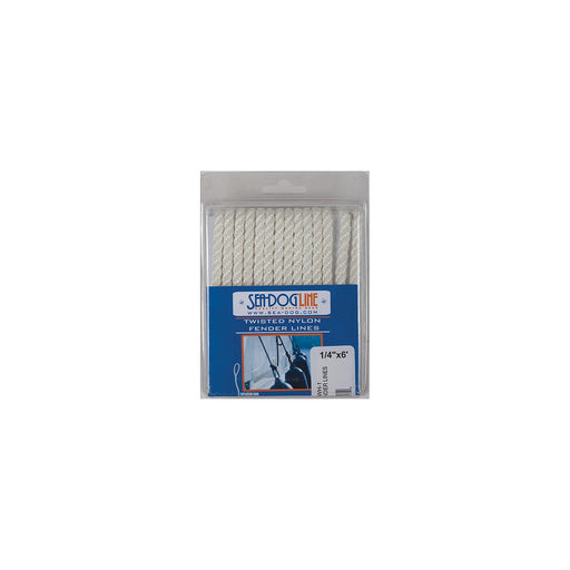 Sea Dog 301106006WH1 Premium Twisted Three-Strand Nylon Fender Line, 2/pk