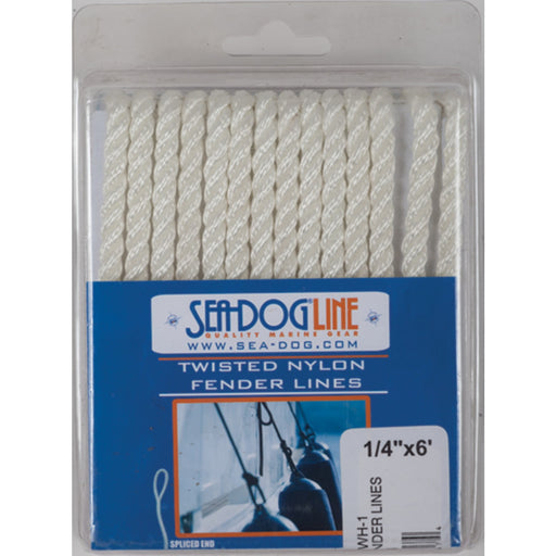 Sea Dog 301106006WH1 Premium Twisted Three-Strand Nylon Fender Line, 2/pk