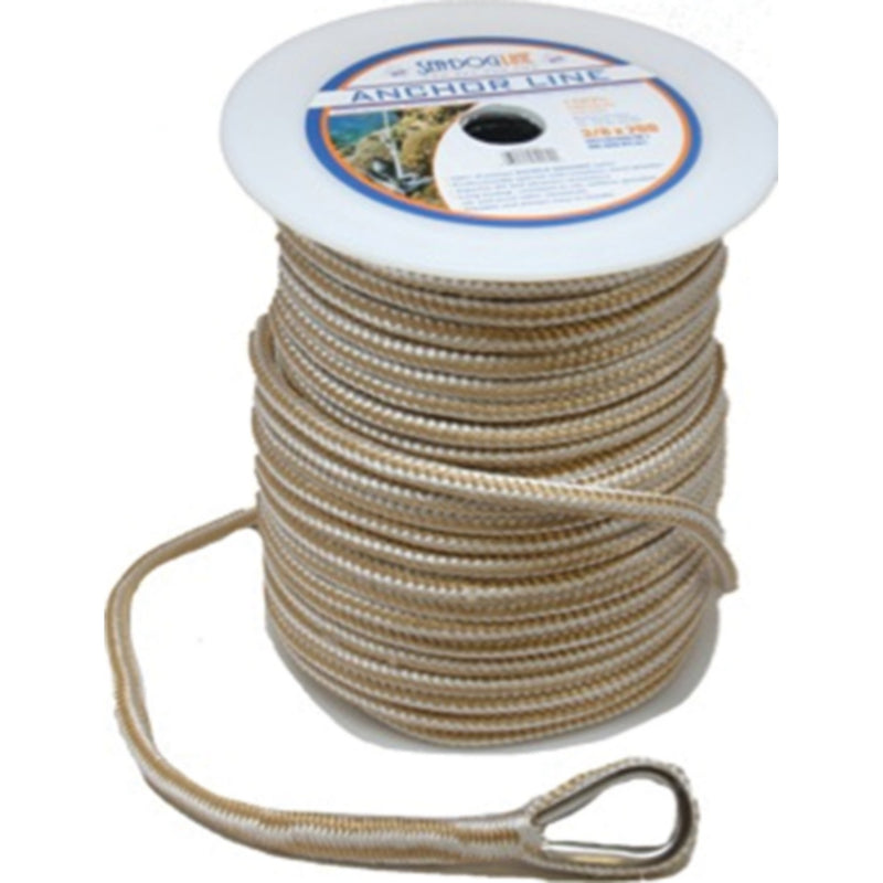 Sea Dog Premium Double Braided Nylon Anchor Line Gold/White, 1/2" × 60'