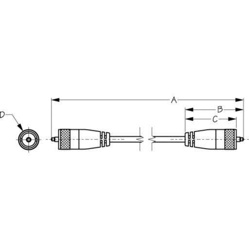 Sea-Dog 3298061 20' Coaxial Cable Assembly, A:20", B:2", C:1-3/4", D: 11/16"