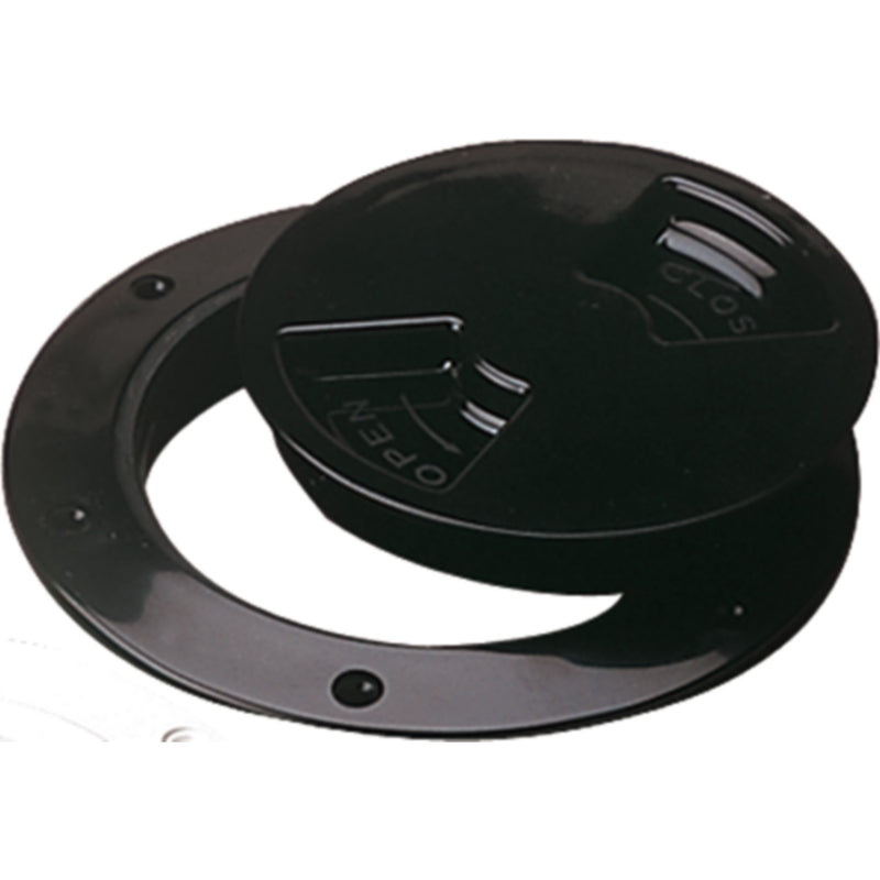 Seadog 3361651 Smooth Finish Quarter-Turn Deck Plate, Black,A:6-1/2" , B:8-1/8", C:6-1/2", D:7-3/8"