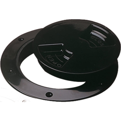 Seadog 3361651 Smooth Finish Quarter-Turn Deck Plate, Black,A:6-1/2" , B:8-1/8", C:6-1/2", D:7-3/8"