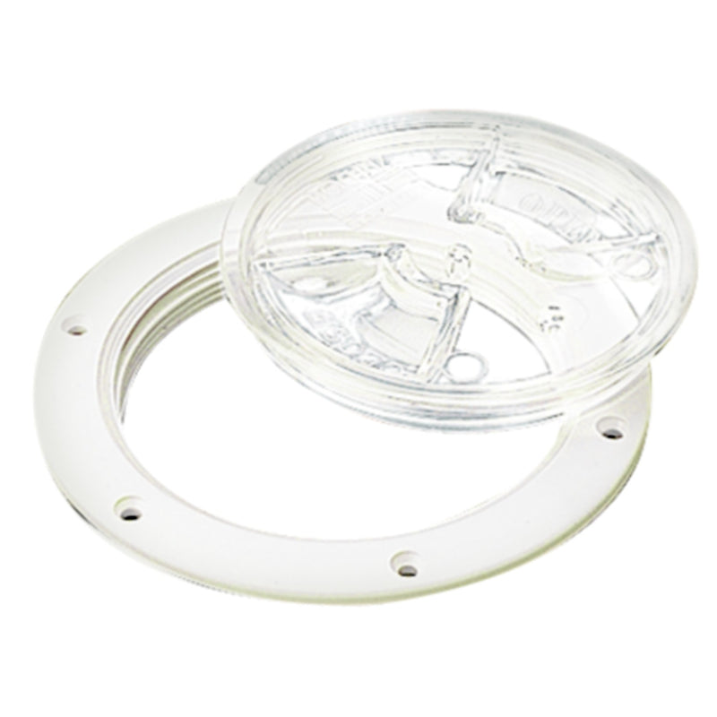 Sea-Dog 337161 White Screw Out Deck Plate w/Clear Cover, 6-1/2"