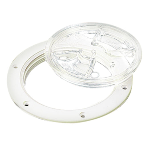 Sea-Dog 337161 White Screw Out Deck Plate w/Clear Cover, 6-1/2"
