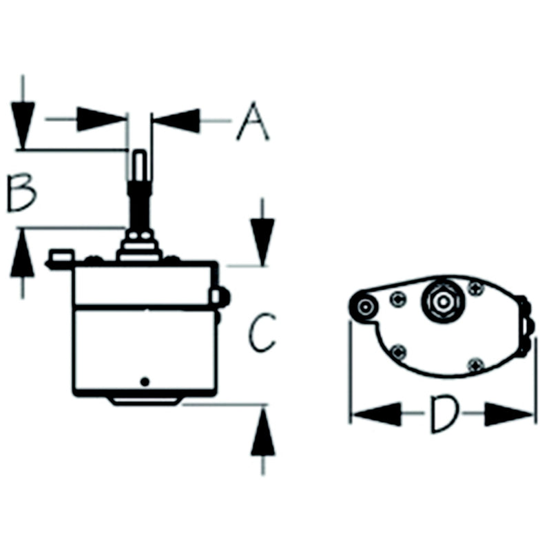 SeaDog Stamped Powder Coated Steel & Stainless Standard 12V Wiper Motor | 2-1/2" Shaft | Black Finish
