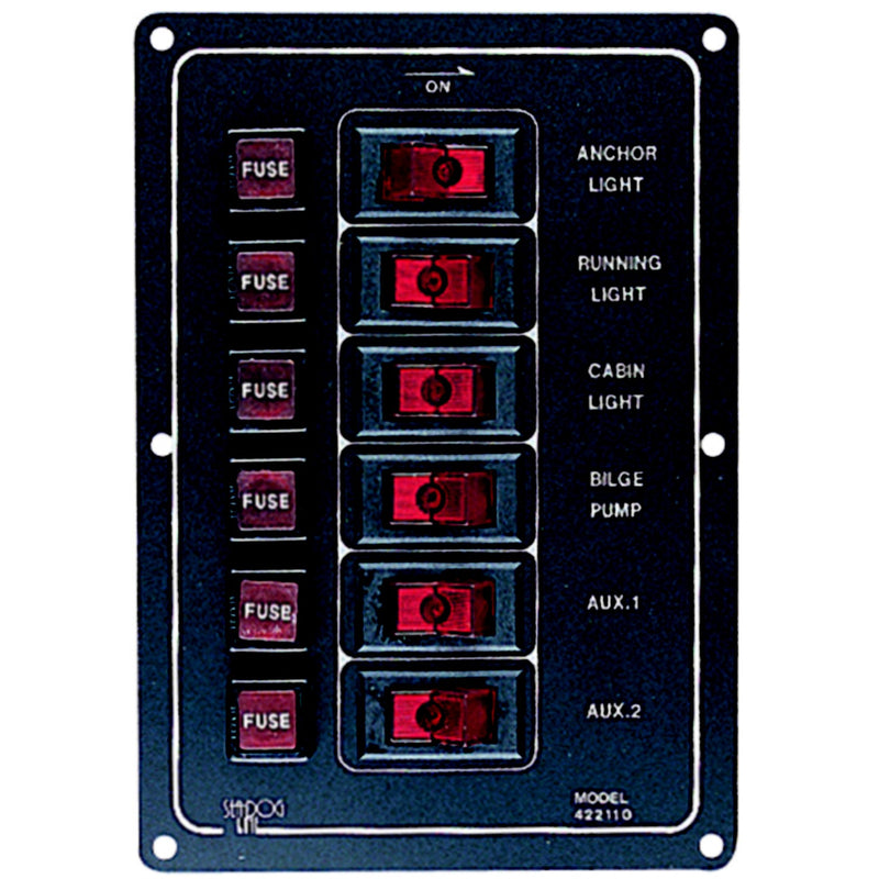 6 Switch Illiminated Switch Panel, Vertical
