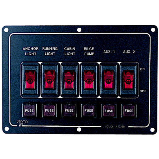 SeaDog 422210 Illuminated Horizontal 6 Switch Panel