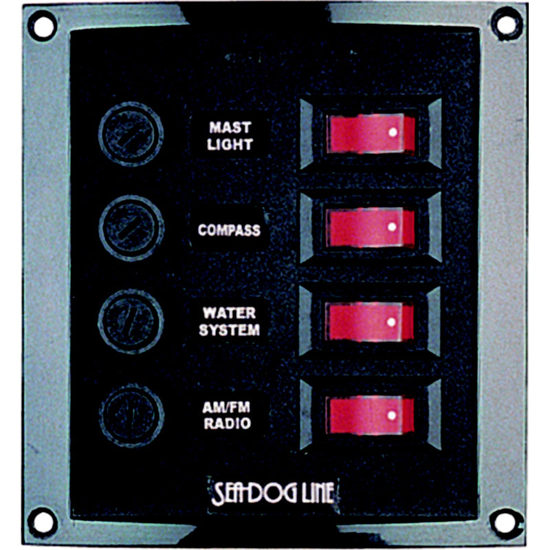 Sea-Dog 4240101 4-Gang Vertical Rocker Switch Fuse Panel