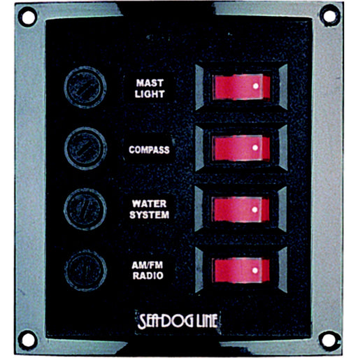 Sea-Dog 4240101 4-Gang Vertical Rocker Switch Fuse Panel