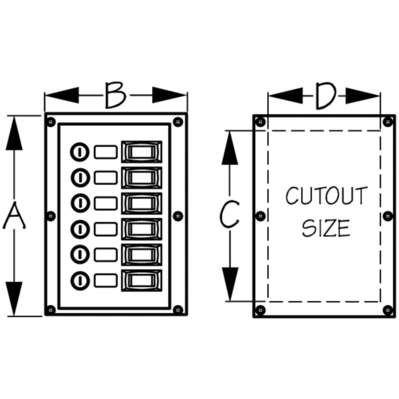 Sea-Dog 4241101 6-Gang Vertical Rocker Switch Fuse Panel