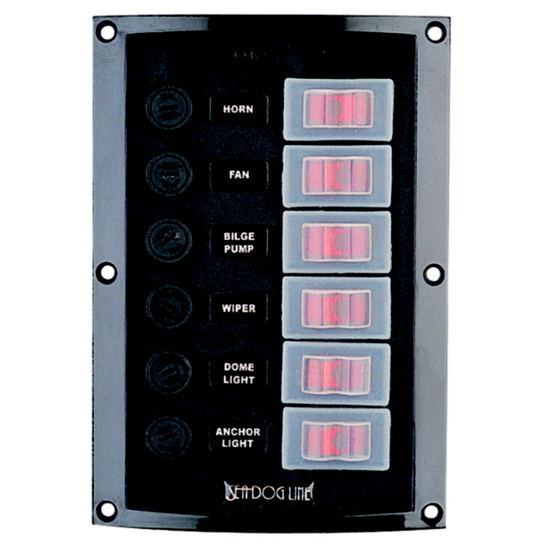 SeaDog 424116 Splash Gard Vertical 6 Gang Rocker Switch Panel, 6-1/2" x 4-1/2"