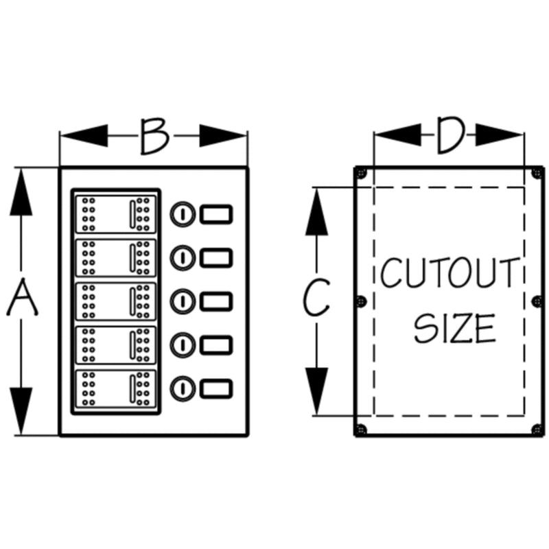 Sea-Dog 5-Gang Wave Rocker Switch Fuse Panel