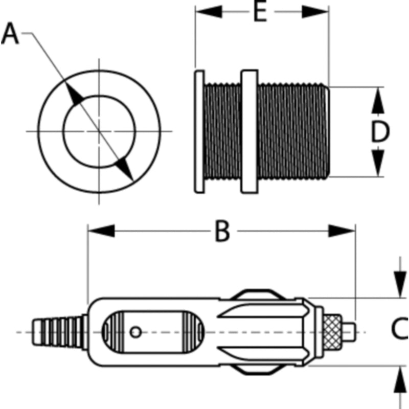 Sea-Dog 4261151 Deluxe Power Socket & Cap Only, 12V