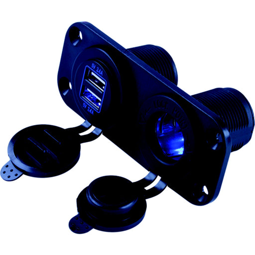 SeaDog 426505 Double USB 12V to 24V Input & Power Socket Panel | Includes Screws & Connectors