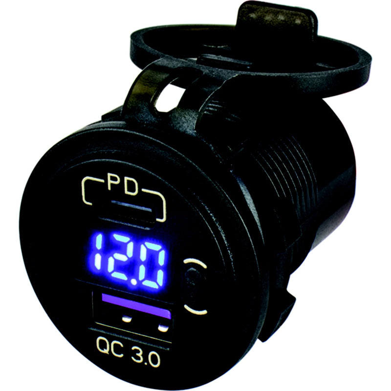 Seadog XXX USB 3.0 & USB-C Power Socket w/Volt Meter