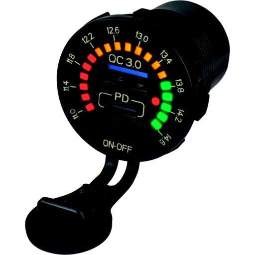 Seadog 4265191 Rainbow Volt Meter w/USB 3.0 & USB-C Power Socket