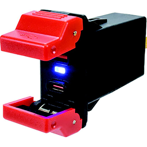 Sea-Dog 4265451 Usb 3.0 & Usb-C Rocker Style Power Socket With Dual Fixed Cover A: 1" B: 2-1/8" C: 1-7/16" Volts: 6-32