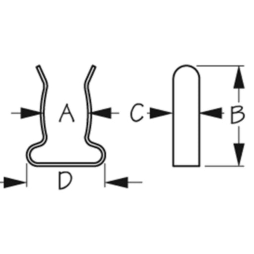 SS Boat Hook Clips, 1" - 1-1/4", pr.