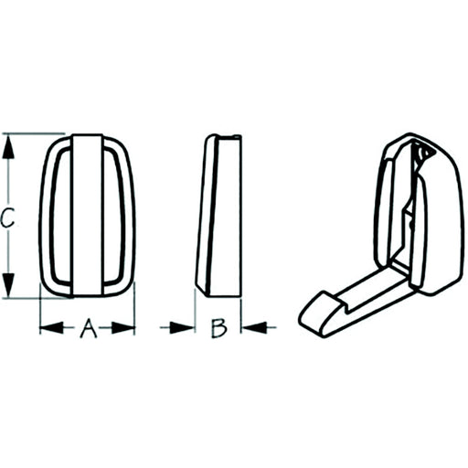 Sea-Dog 6714971 Folding Coat Hook, A=1-3/16", B= 9/16", C=2", #8 FH, weight= .18
