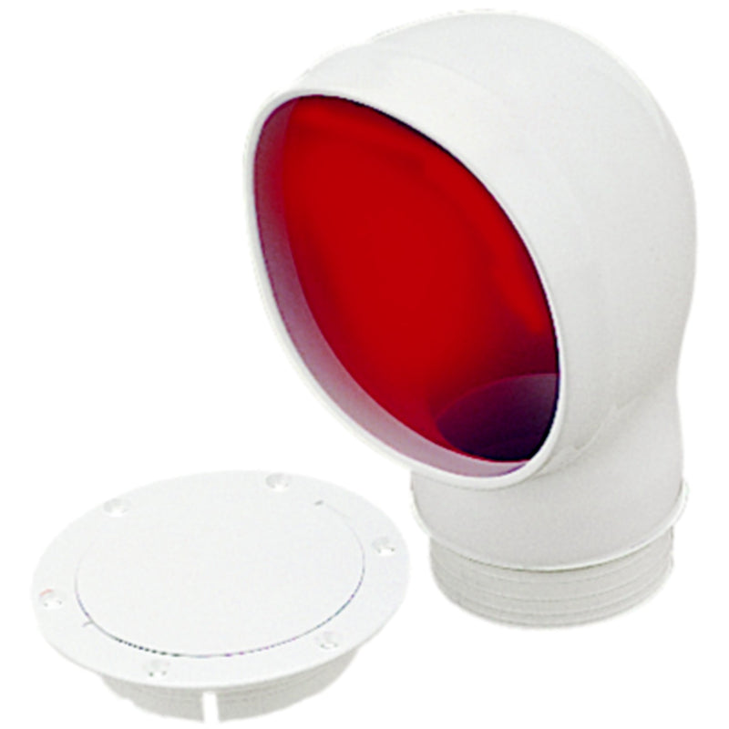 SeaDog 7271453 PVC Standard Profile Cowl Vent & Snap On Deck Plate, White With Red Interior