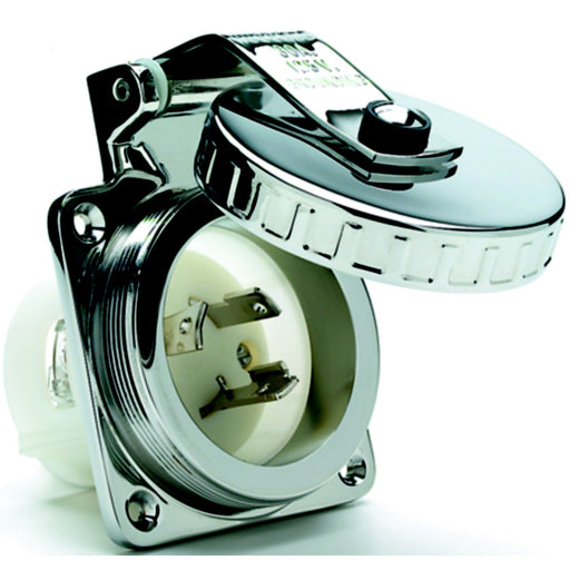 Hubbell HBL303SS Stainless Steel 30A 125V Shore Power Inlet | Hardware Included